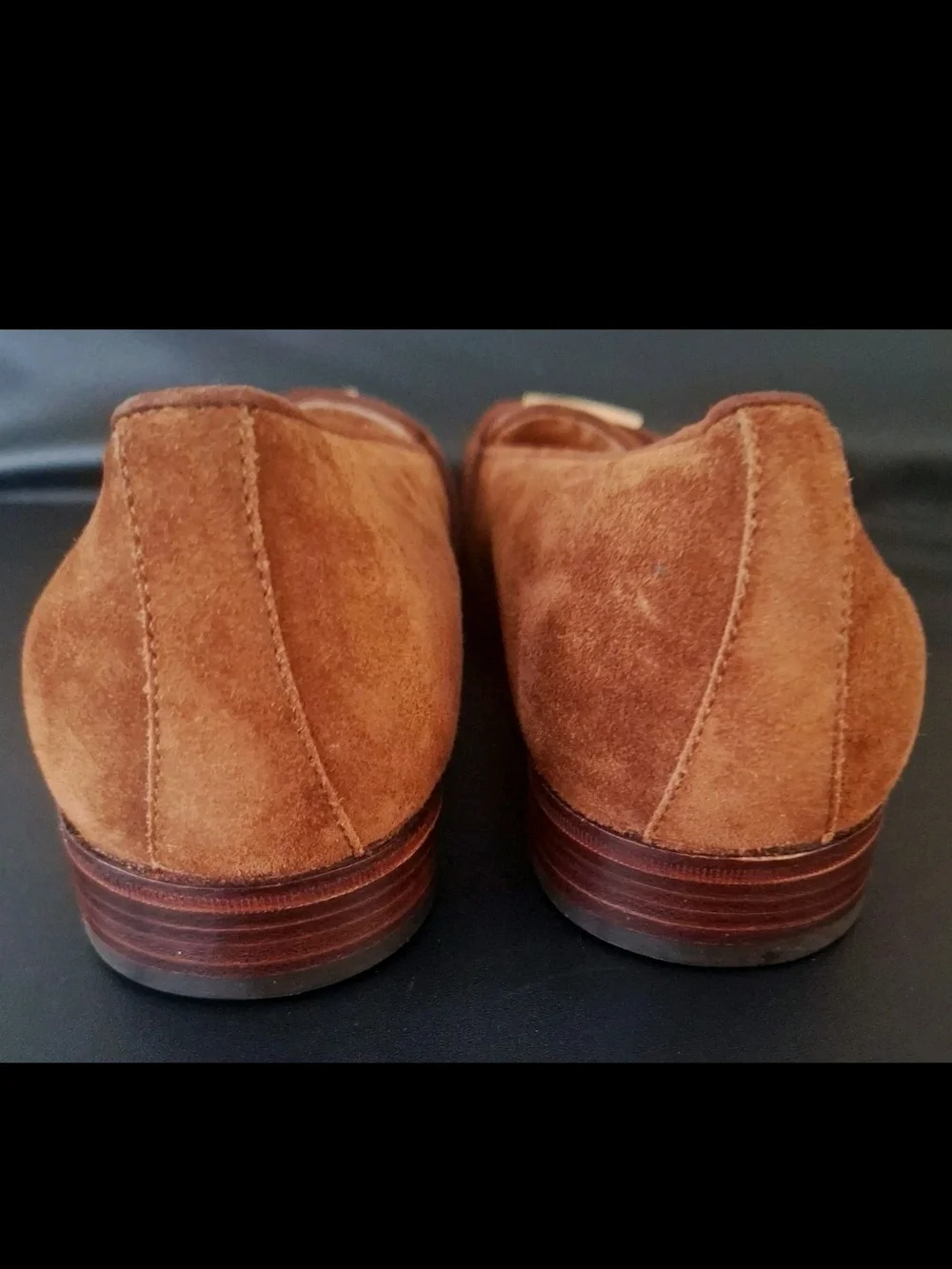 Polo Ralph Lauren Italy Suede Loafers Gold Plaque Block Heel NWOT Brown 9.5 D